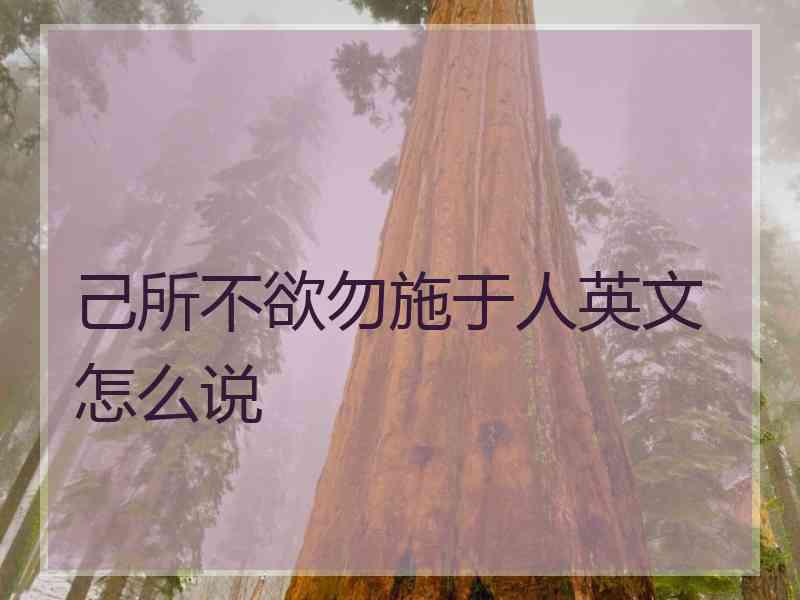 己所不欲勿施于人英文怎么说