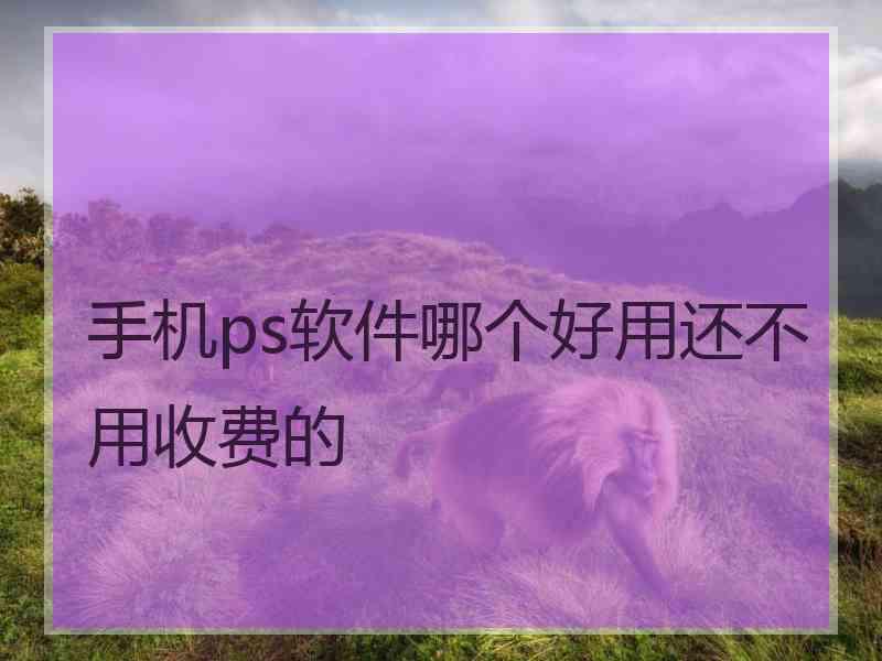 手机ps软件哪个好用还不用收费的