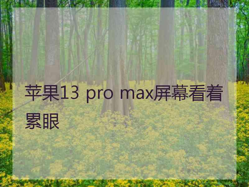 苹果13 pro max屏幕看着累眼