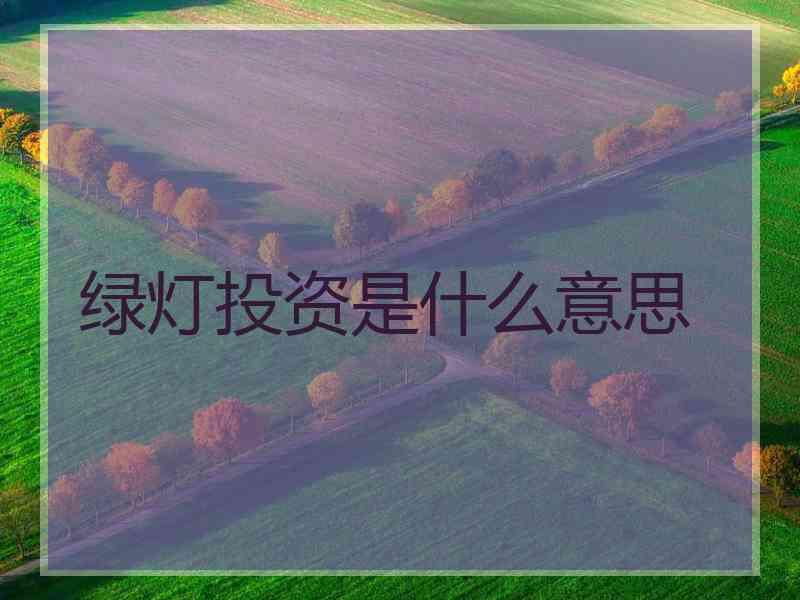 绿灯投资是什么意思