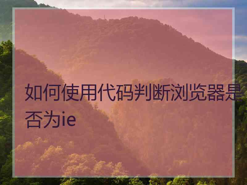 如何使用代码判断浏览器是否为ie