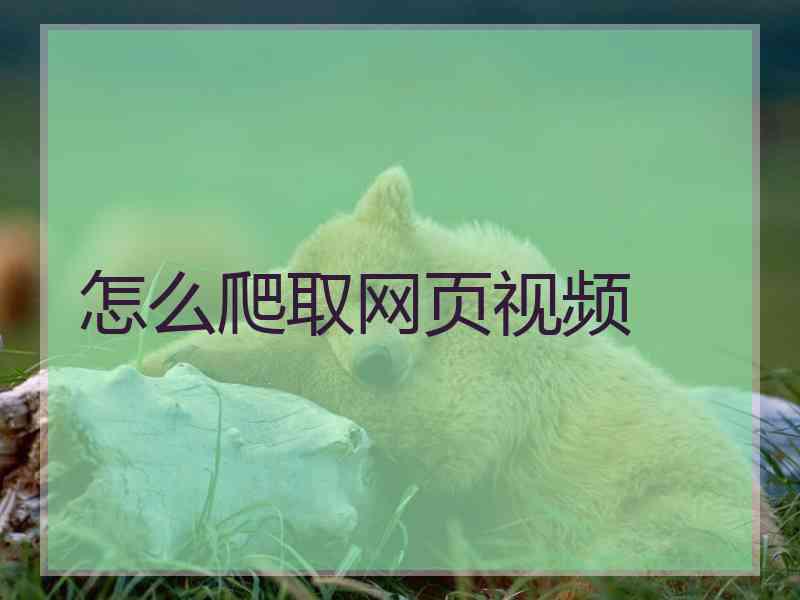 怎么爬取网页视频