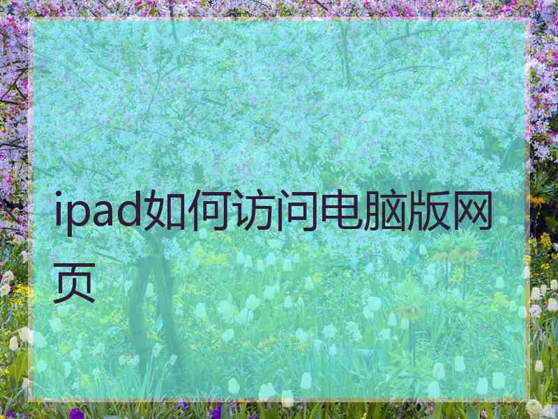 ipad如何访问电脑版网页