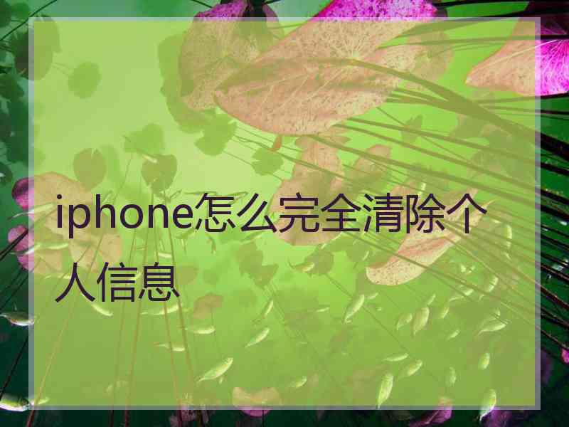 iphone怎么完全清除个人信息