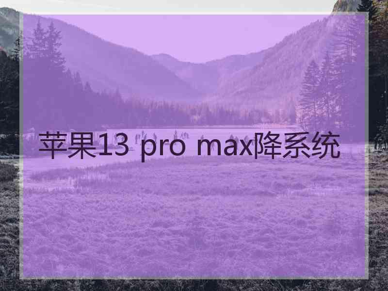 苹果13 pro max降系统