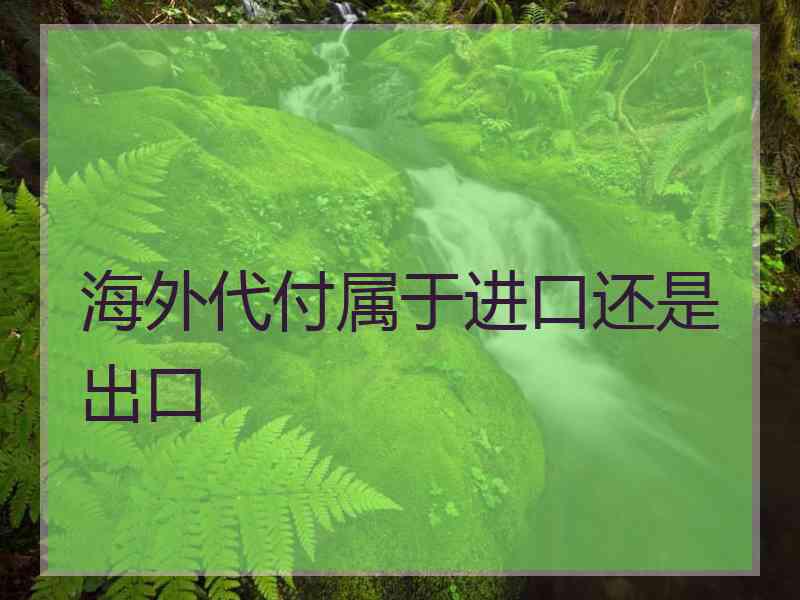 海外代付属于进口还是出口