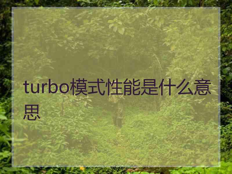 turbo模式性能是什么意思