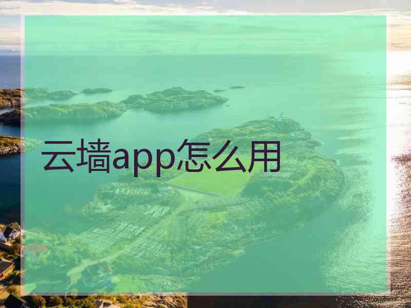 云墙app怎么用