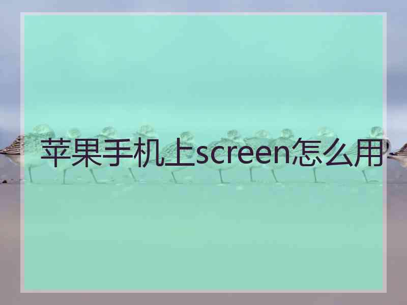 苹果手机上screen怎么用