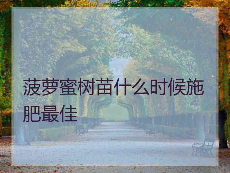 菠萝蜜树苗什么时候施肥最佳