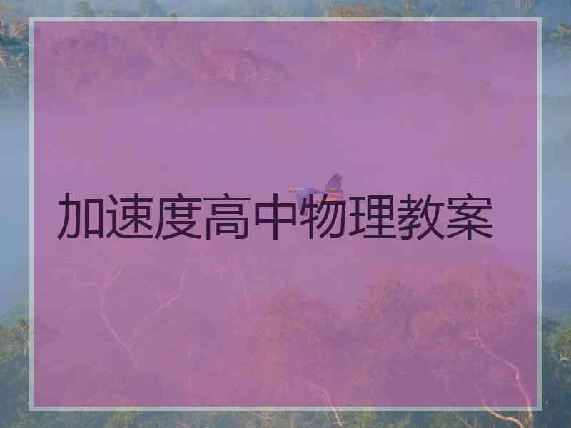 加速度高中物理教案