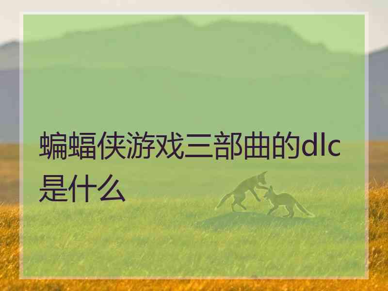 蝙蝠侠游戏三部曲的dlc是什么