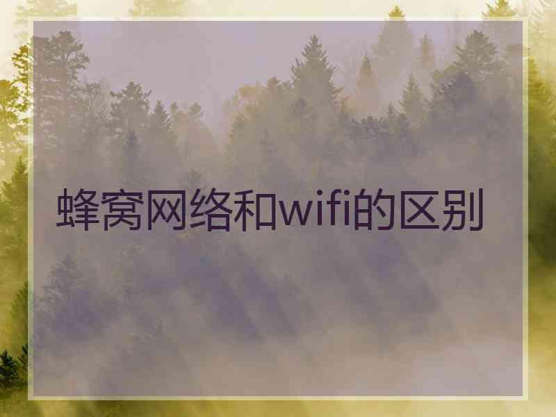 蜂窝网络和wifi的区别