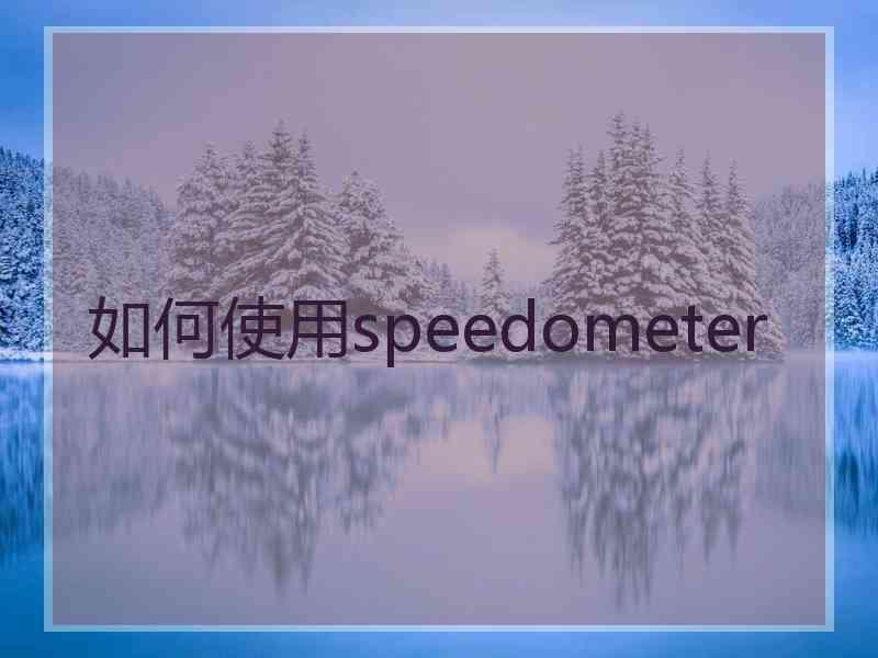 如何使用speedometer