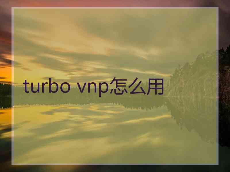 turbo vnp怎么用