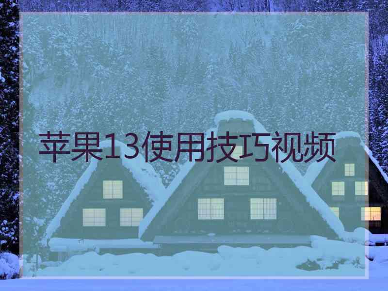 苹果13使用技巧视频