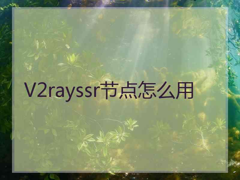 V2rayssr节点怎么用