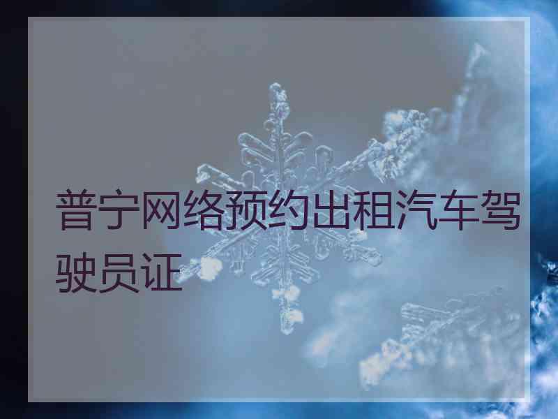 普宁网络预约出租汽车驾驶员证