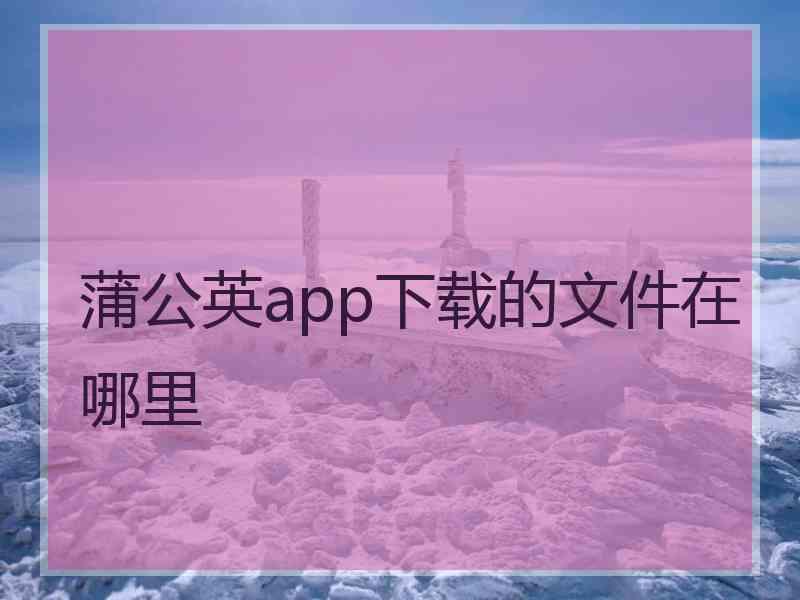 蒲公英app下载的文件在哪里