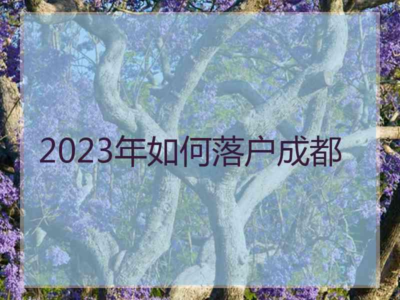 2023年如何落户成都