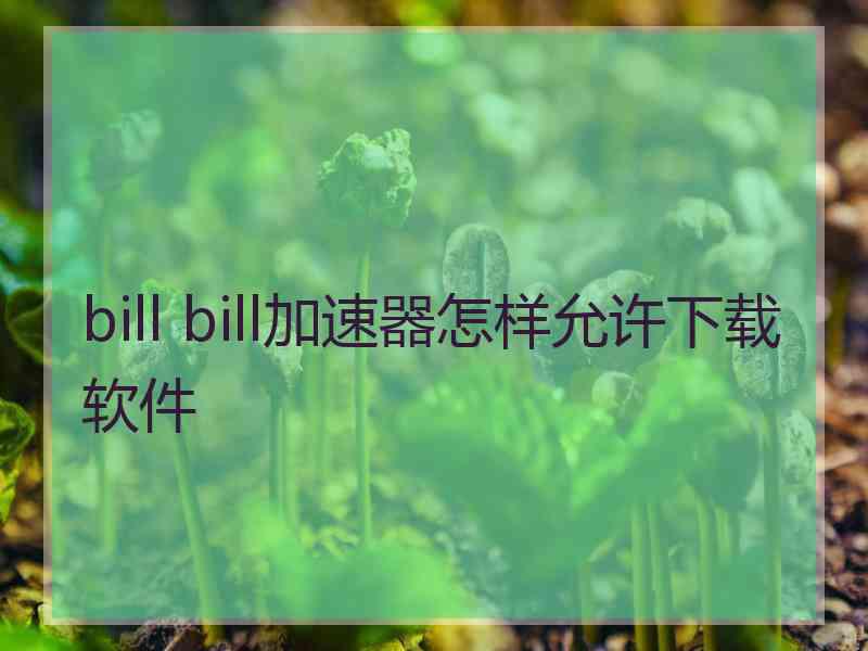 bill bill加速器怎样允许下载软件