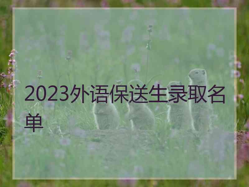 2023外语保送生录取名单